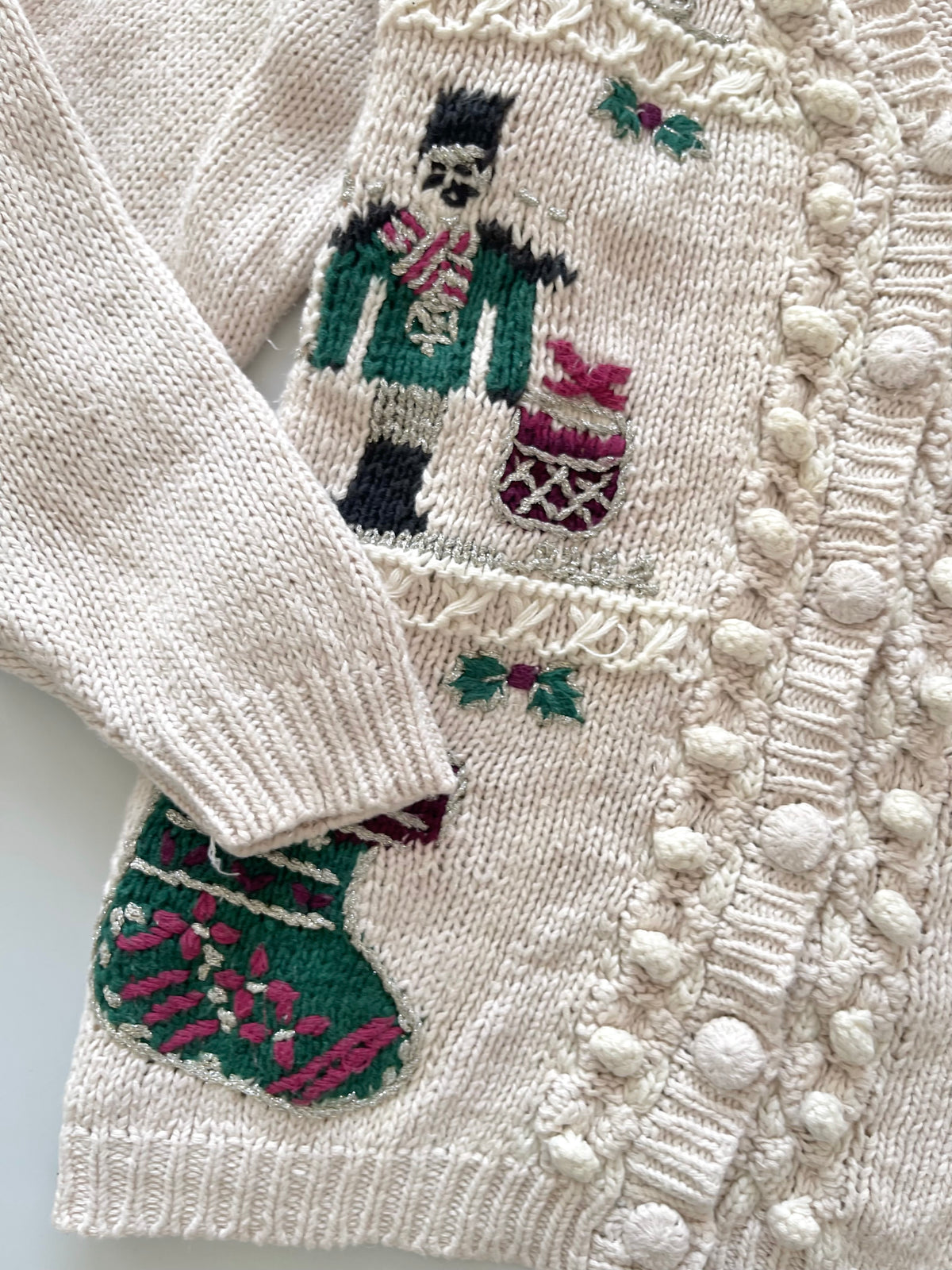 Tiara International Christmas Embroidered Cardigan Sweater-Bust 46