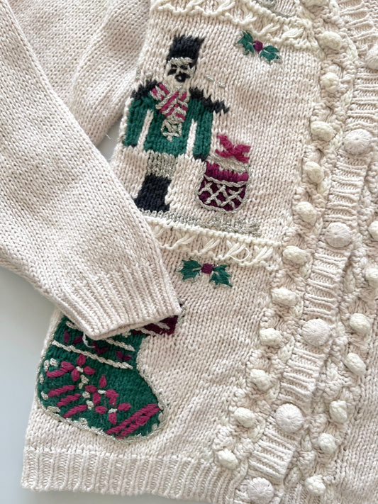 Tiara International Christmas Embroidered Cardigan Sweater-Bust 46