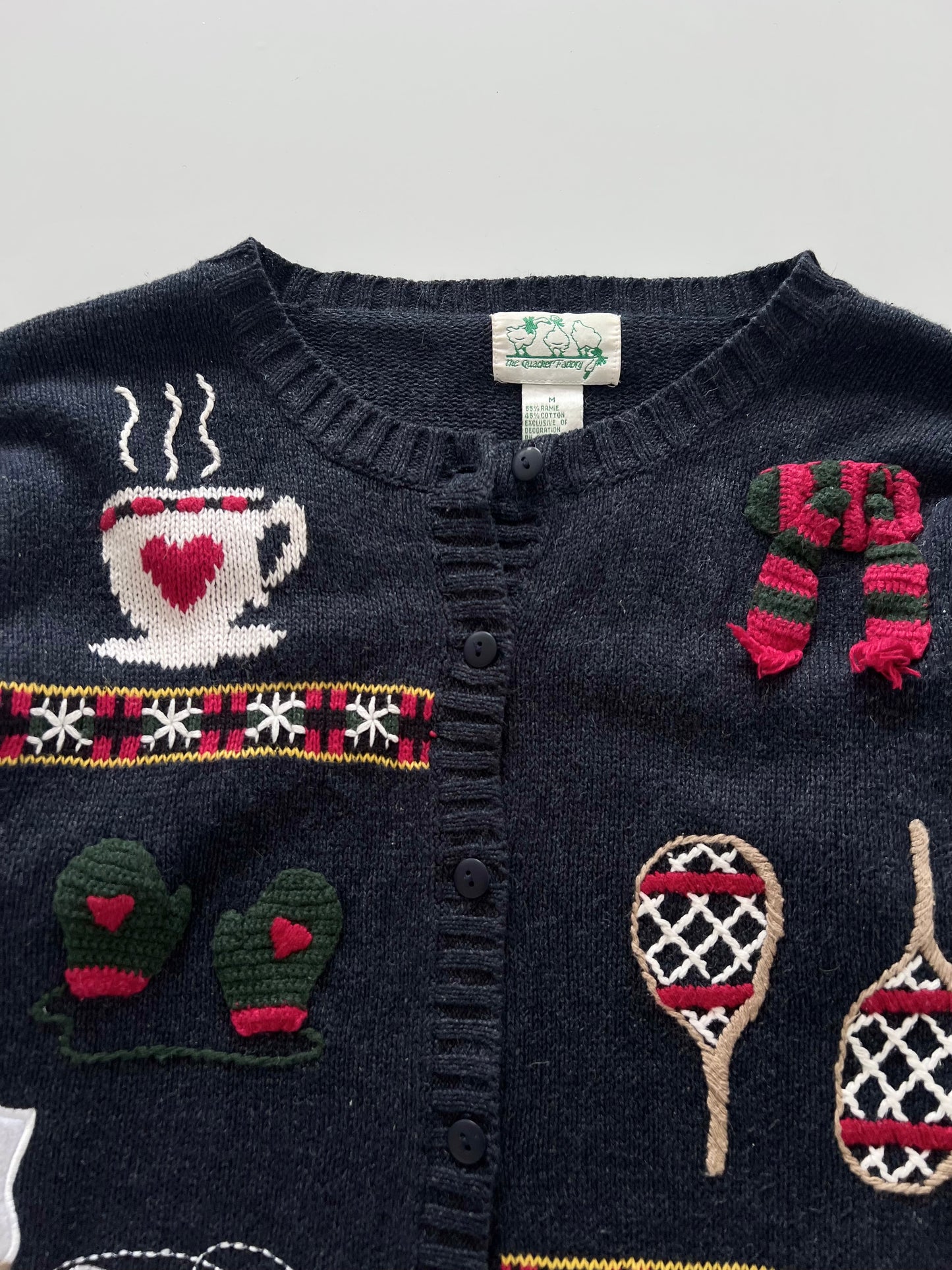 The Quacker Factory Vintage Embroidered Christmas Sweater-Bust 44