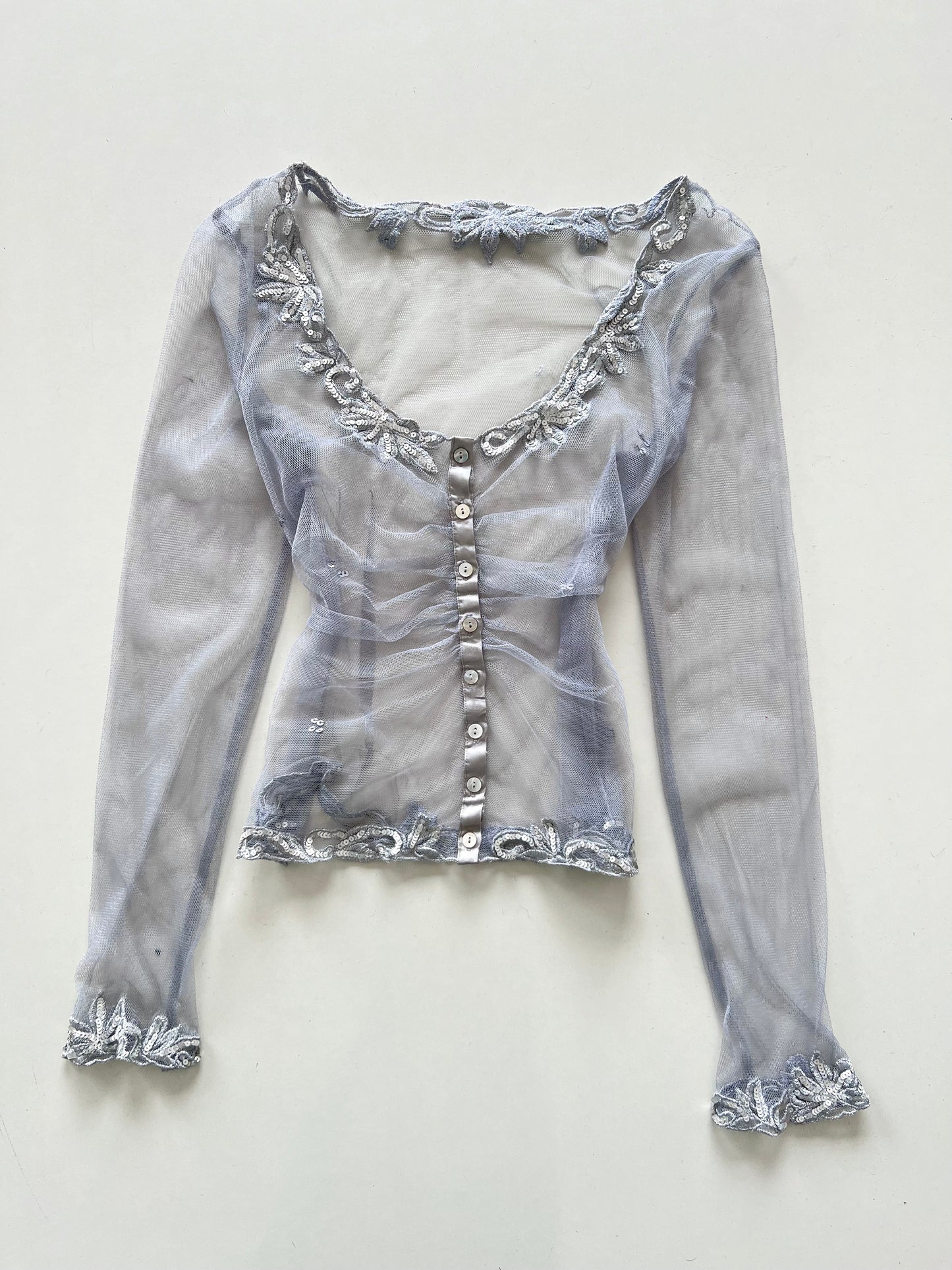 Vintage Embroidered Sheer Top-Bust 36