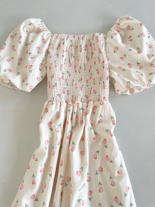 Cherry Blossom Smocked Dress -Bust 30 to 32