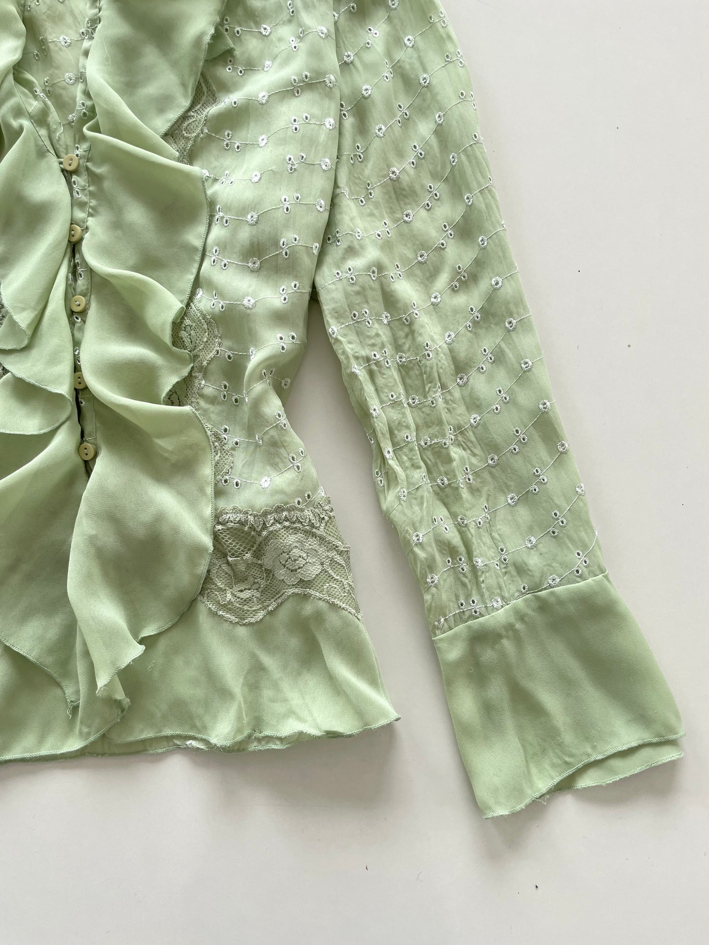 Robbie Bee Embroidered Lacy Sheer Vintage Top-Bust 48
