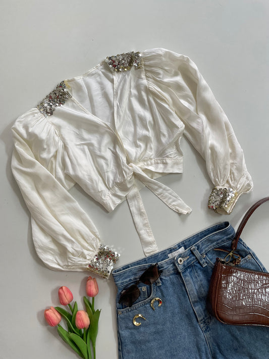 SEQUIN WHITE TOP - BUST 30 to 32