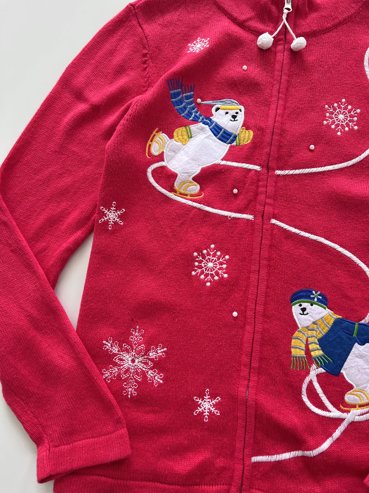 Nouveaux Embroidered Christmas Zipper Sweater-Bust  42