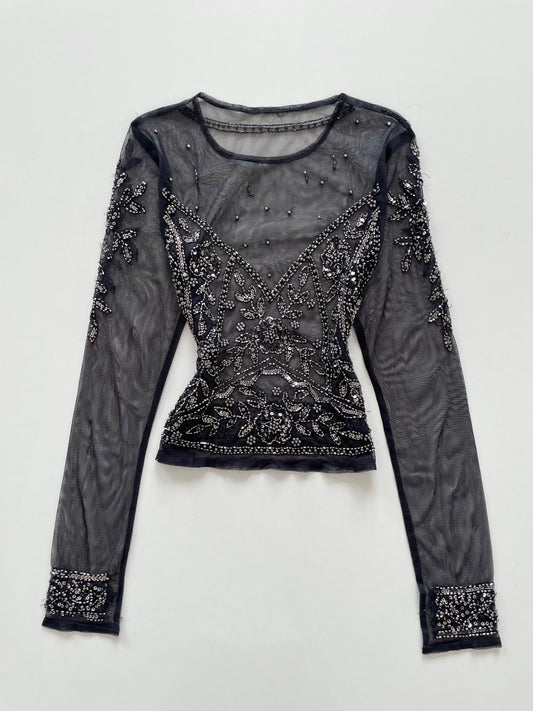 Heavily Embroidered Sheer Top-Bust 32 to 34