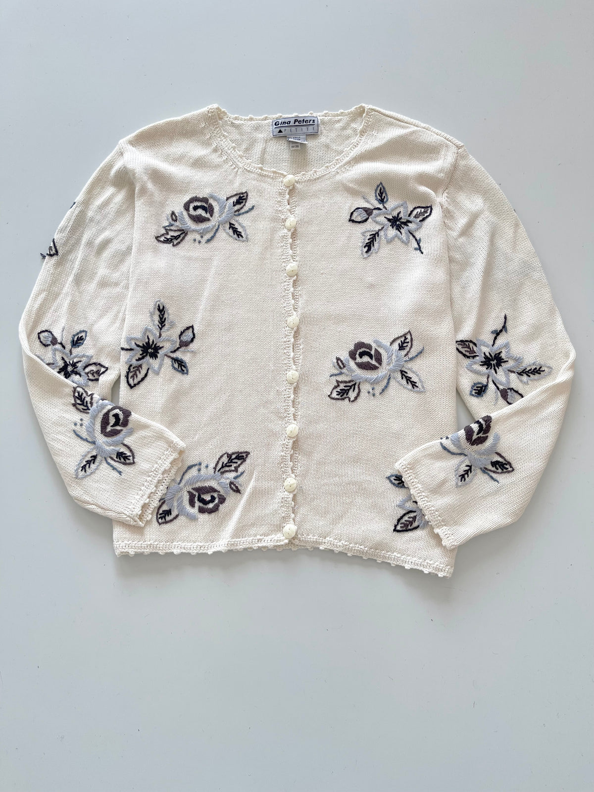 Gina Peters Embroidered Cardigan Sweater-Bust 42