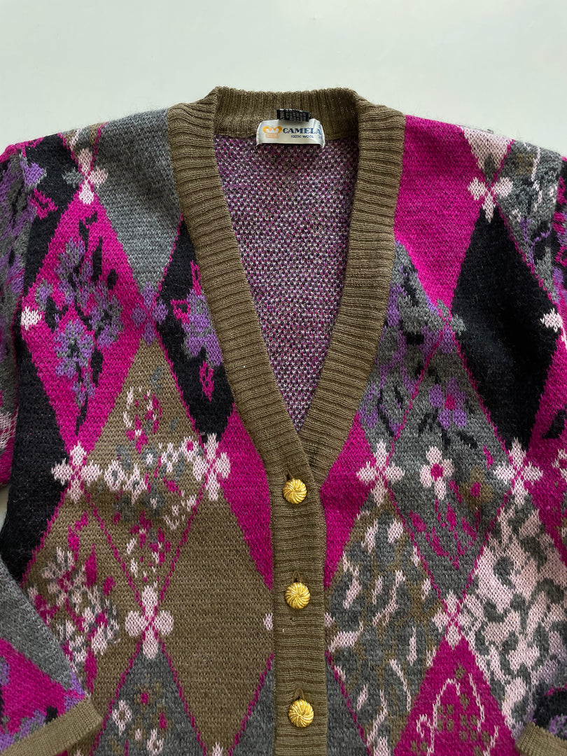 Pure Wool Camela Vintage Cardigan - Bust 34 to 38