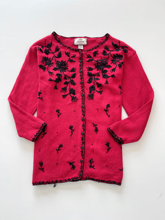 Tiara Woman Embroidered Cardigan Sweater-Bust 46