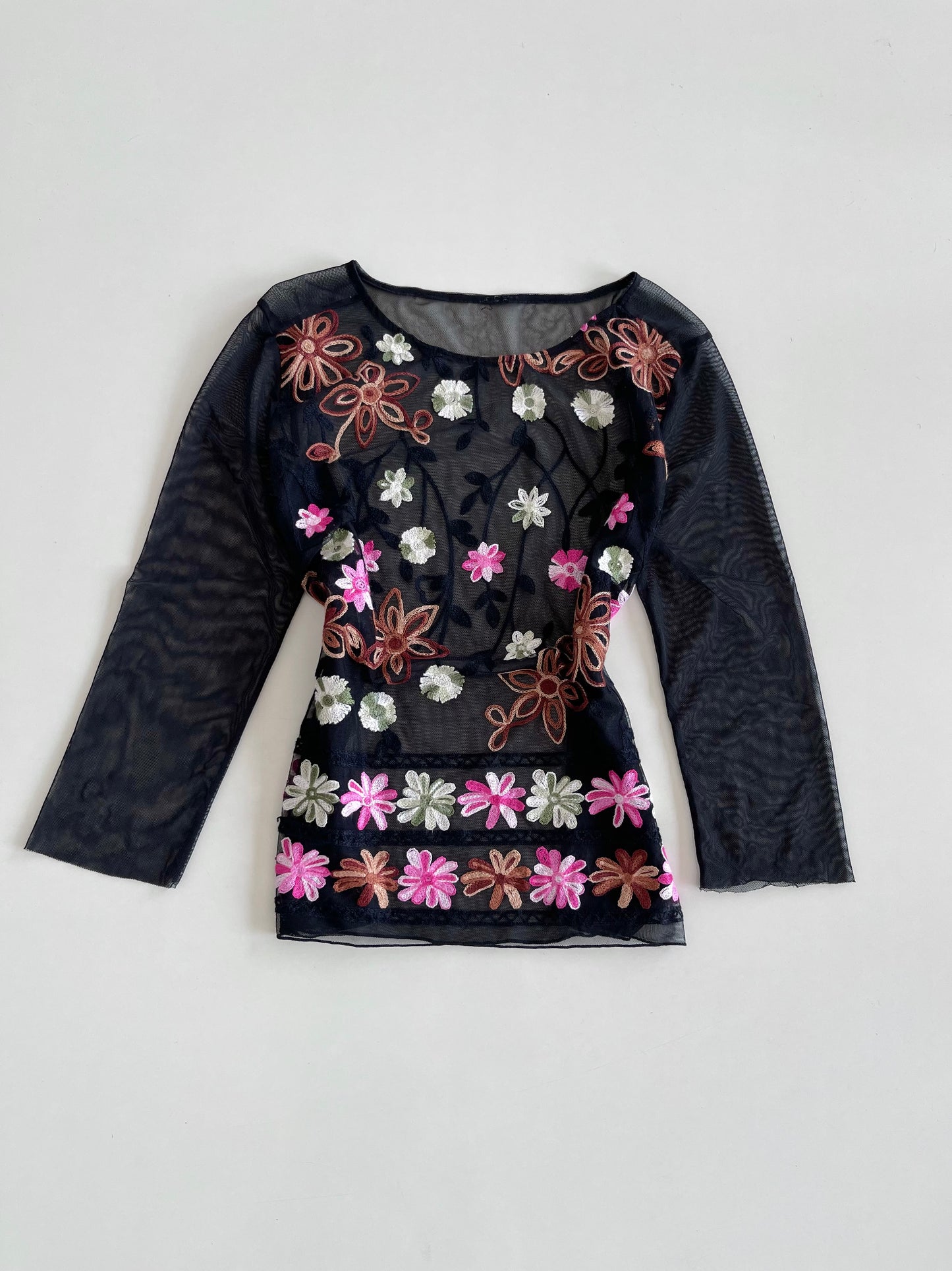 Vintage Embroidered Sheer Top-Bust 40
