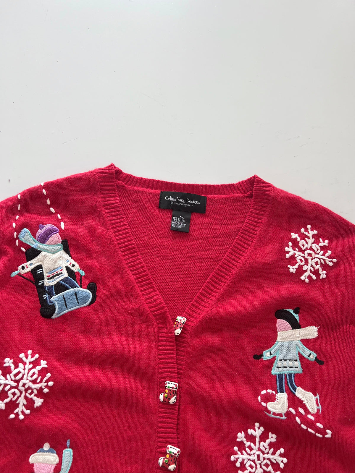 Celuna Yang Designs Embroidered Christmas Sweater-Bust 46