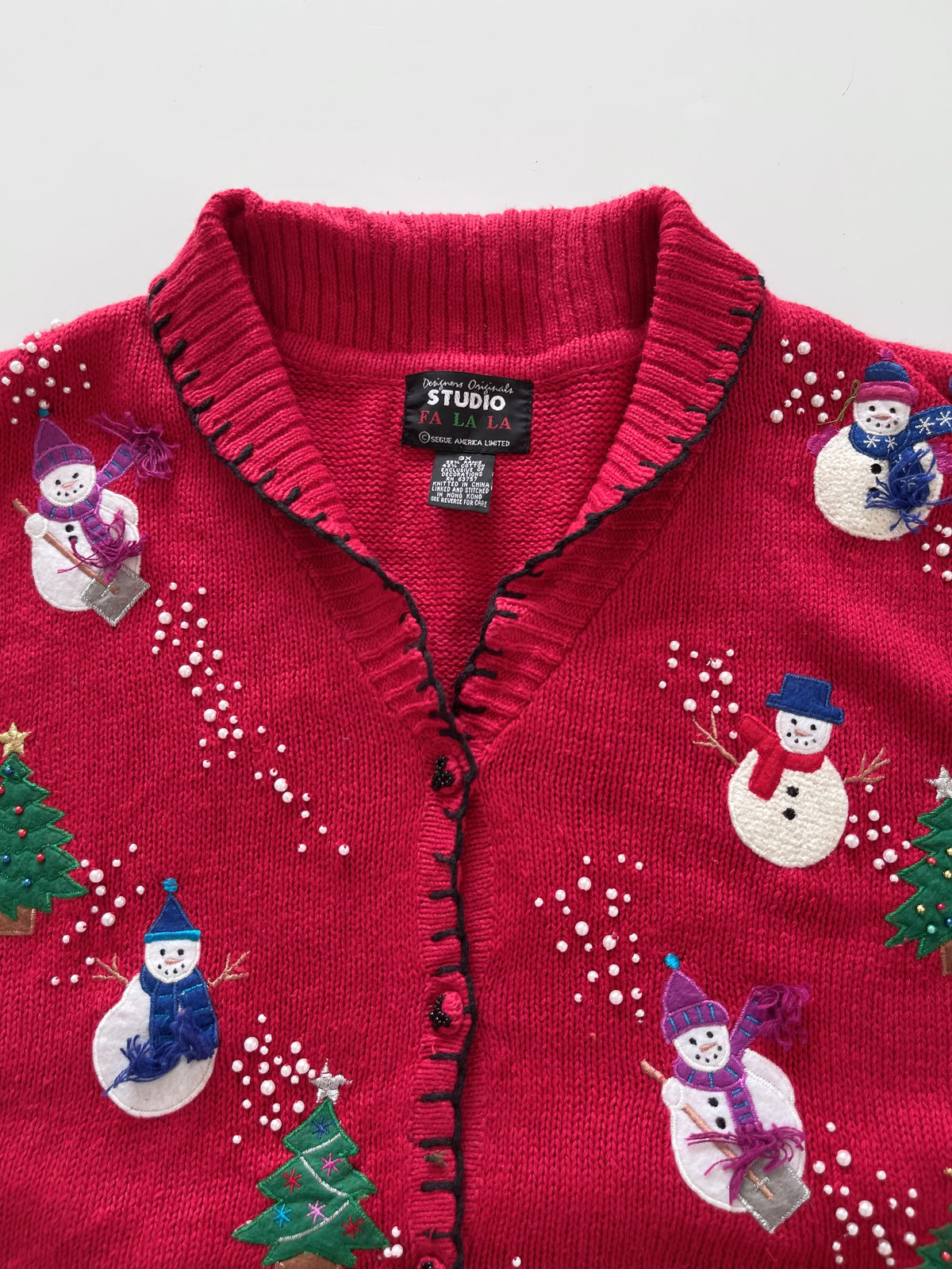 Studio Embroidered Christmas Vest Sweater-Bust 56