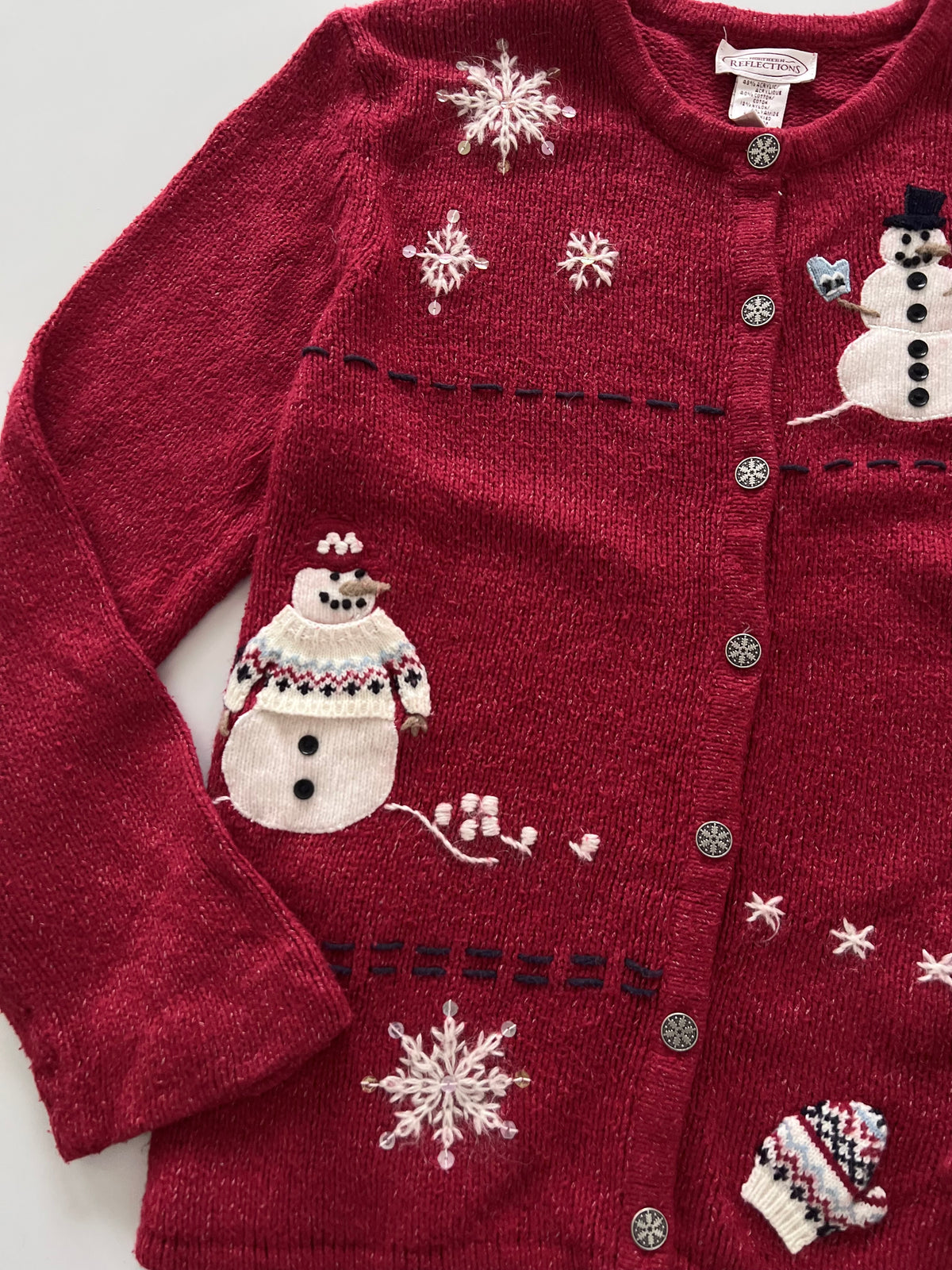 Reflections Embroidered Christmas Cardigan Sweater-Bust 48