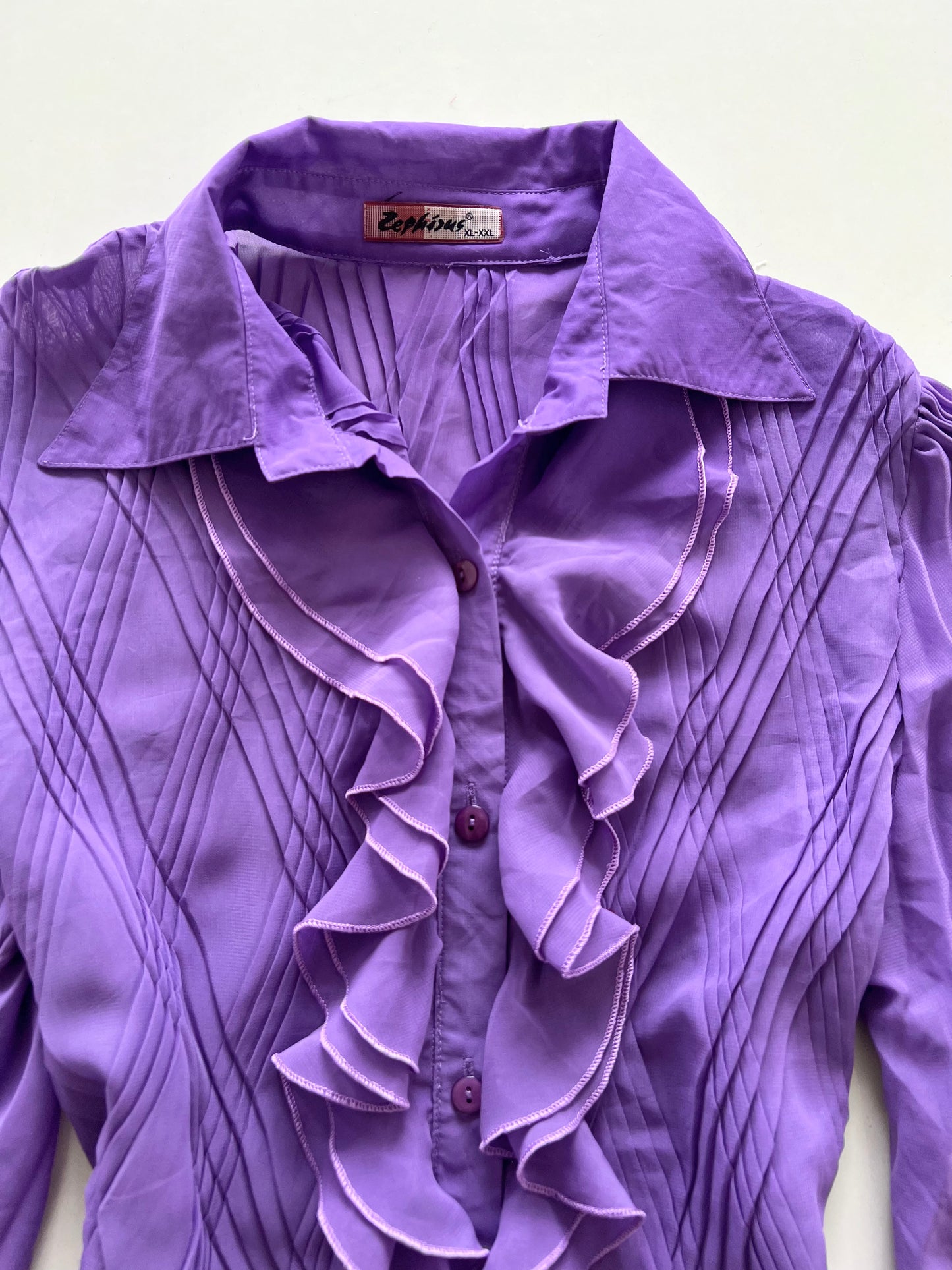 Zephicus Vintage Ruffle Sheer Top-Bust 44 to 46
