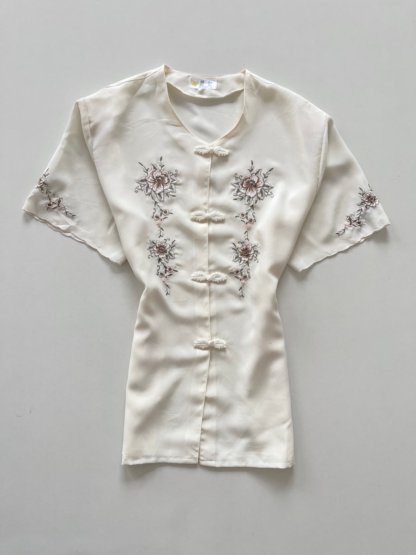Chinese Embroidered Sheer Top-Bust 44