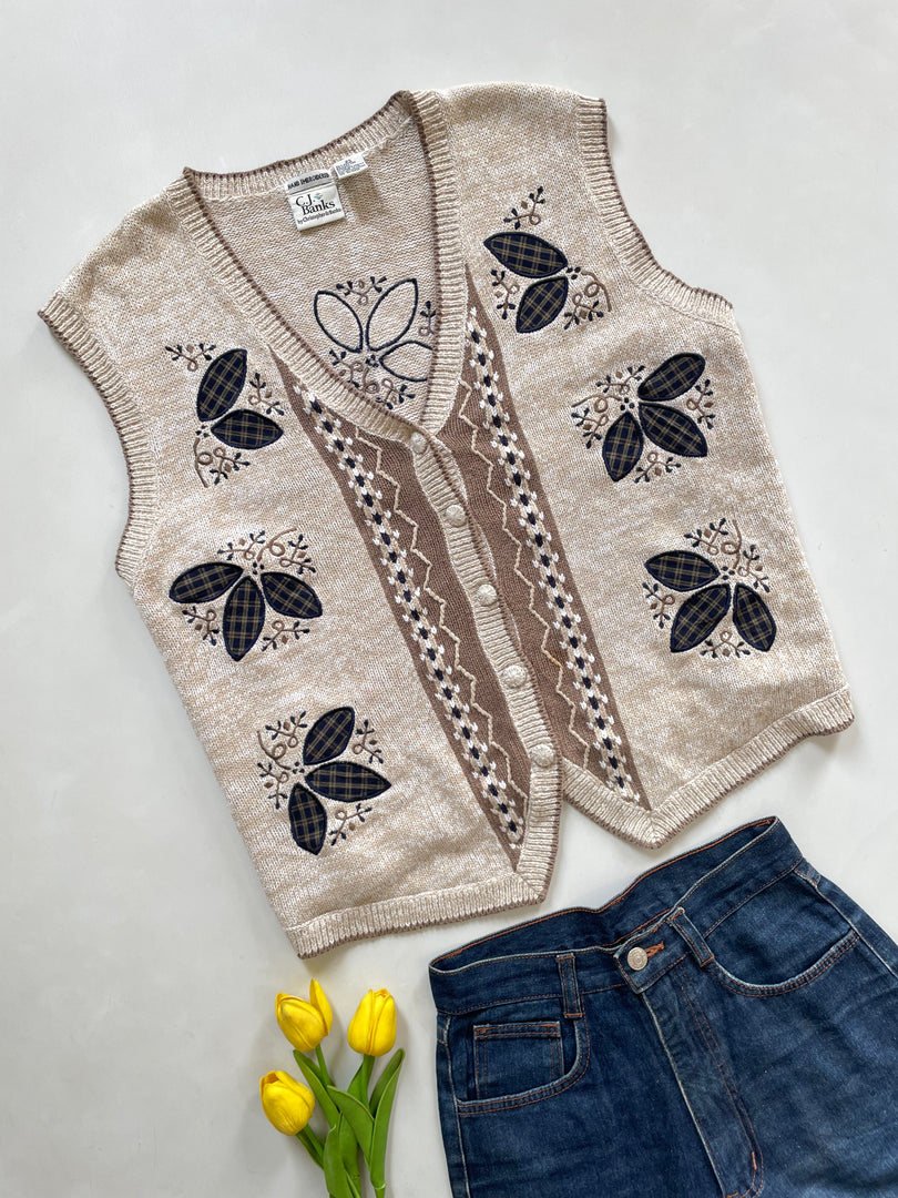 Christopher & Banks Hand Embroidered Sweater Vest-Bust 52