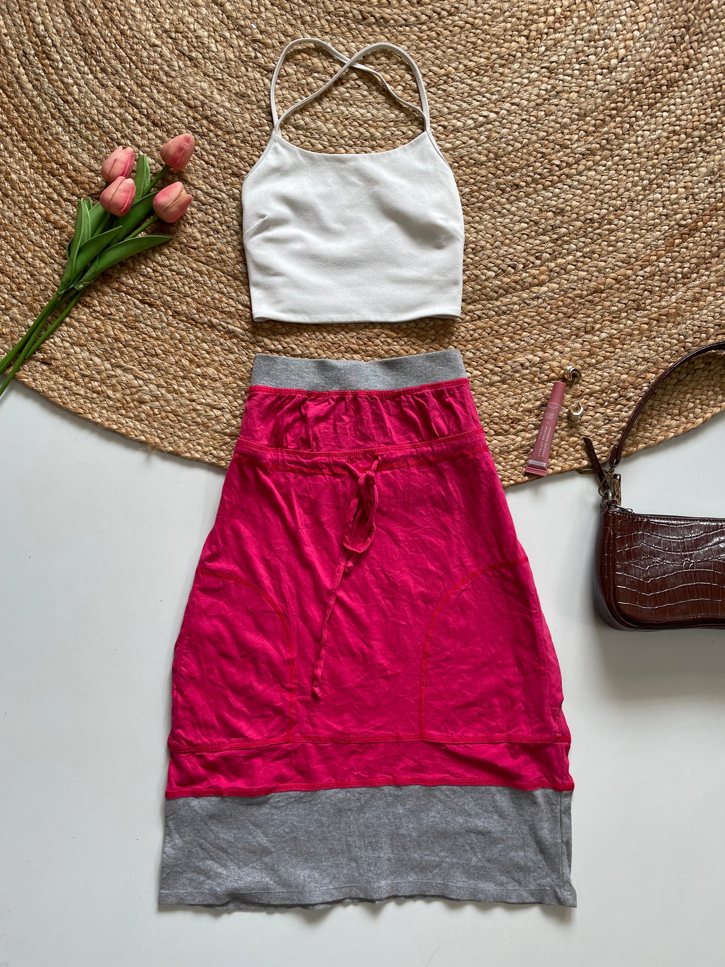 PINK & GREY SKIRT - WAIST 28 TO 32