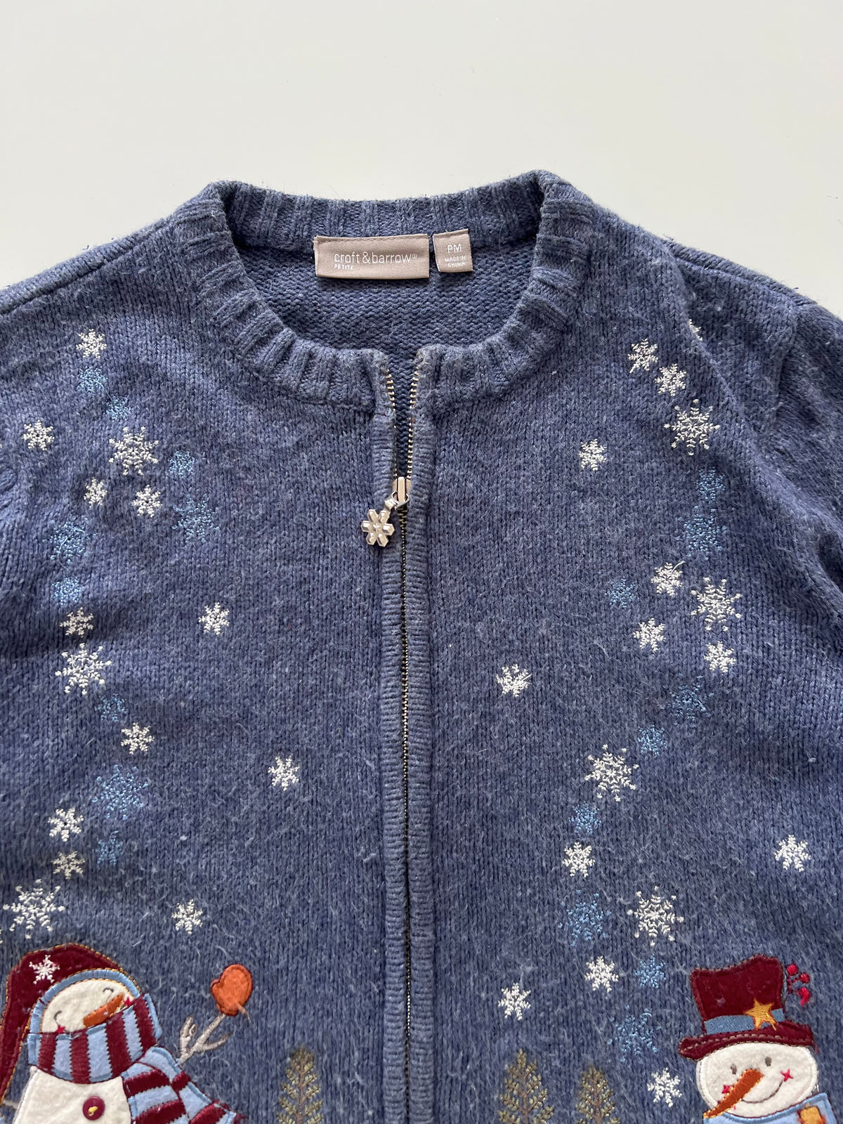 Croft&Barrow Embroidered Christmas Zipper Sweater-Bust 42