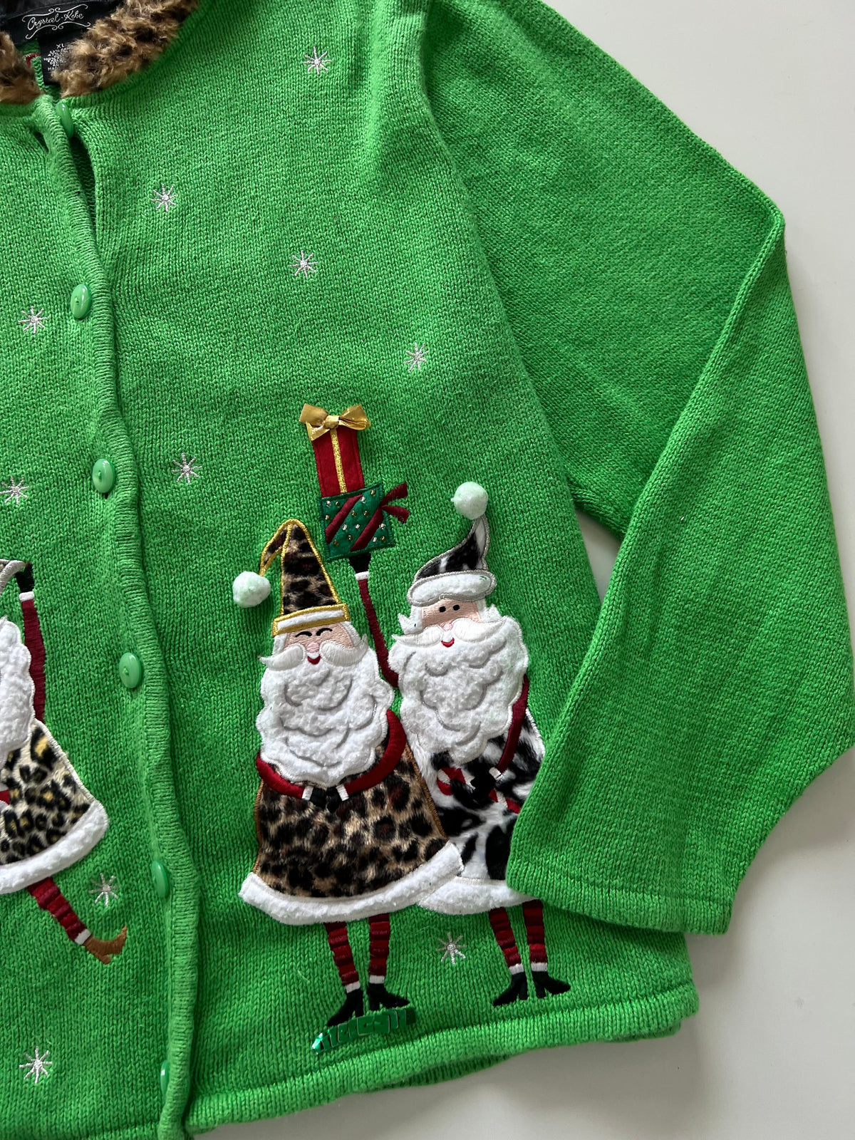 Crystal Kobe Embroidered Christmas Cardigan Sweater-Bust 46