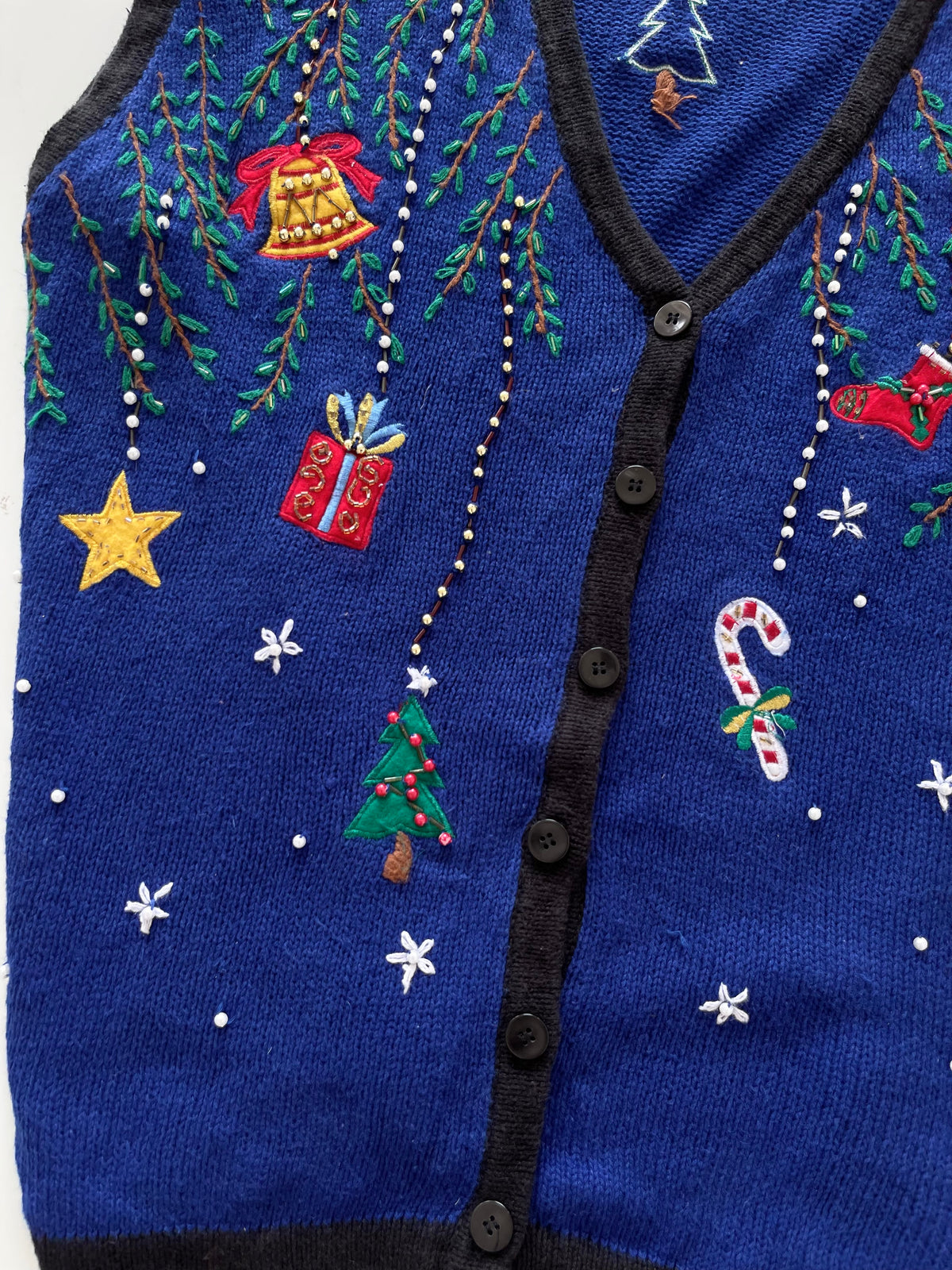 In Resource Embroidered Christmas Vest Sweater-Bust 58