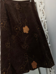 Vintage Embroidered Corduroy Skirt-Waist 40