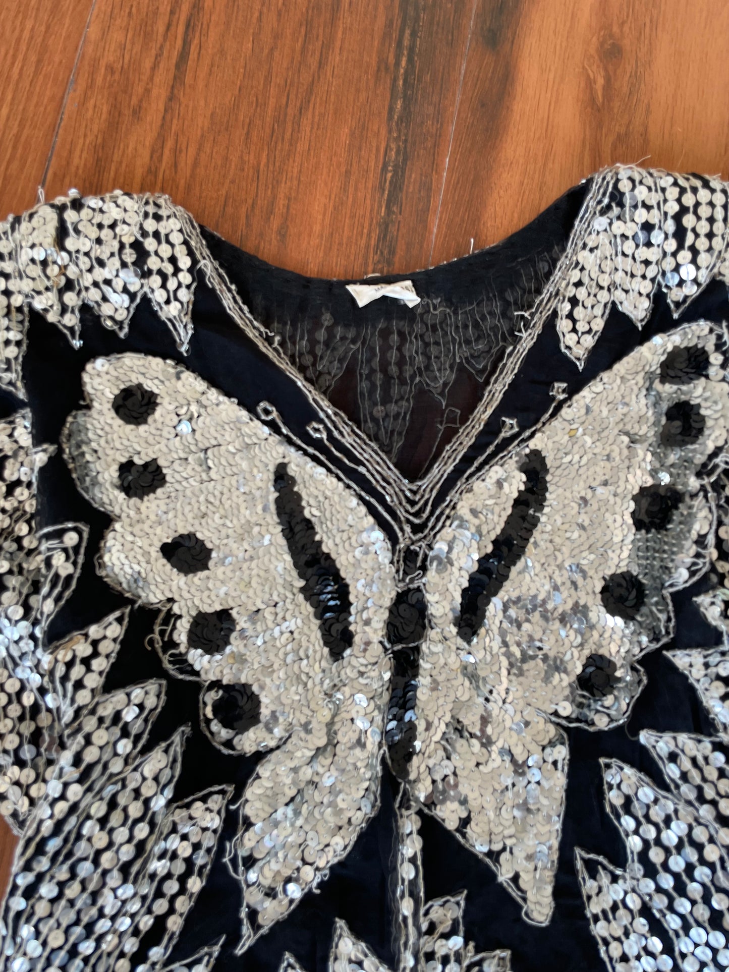 Butterfly Sequin Top-Bust 38