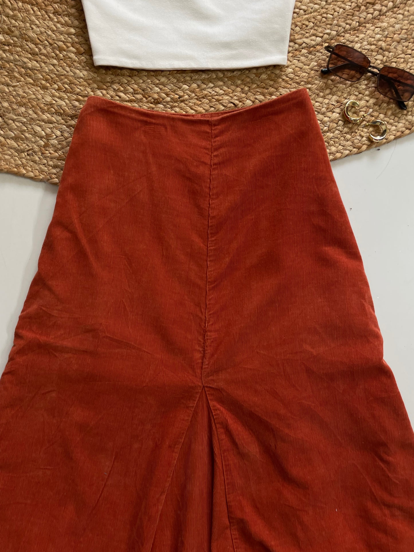 PROMOD LONG VINTAGE CORDUROY SKIRT - WAIST 28