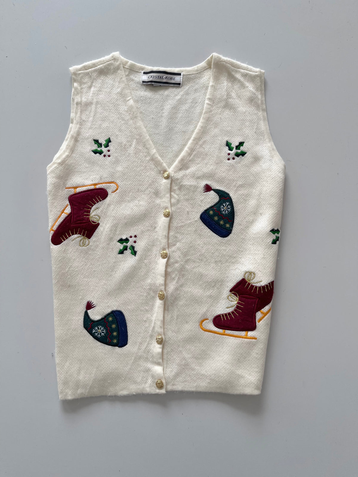 Crystal Kobe Embroidered Christmas Vest Sweater-Bust 38