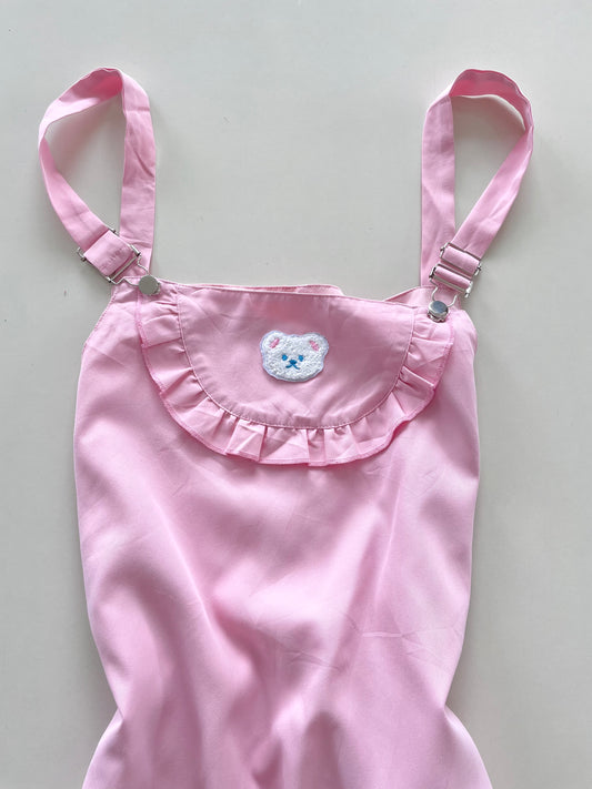 Bear Pink Dungaree Dress-Waist 52