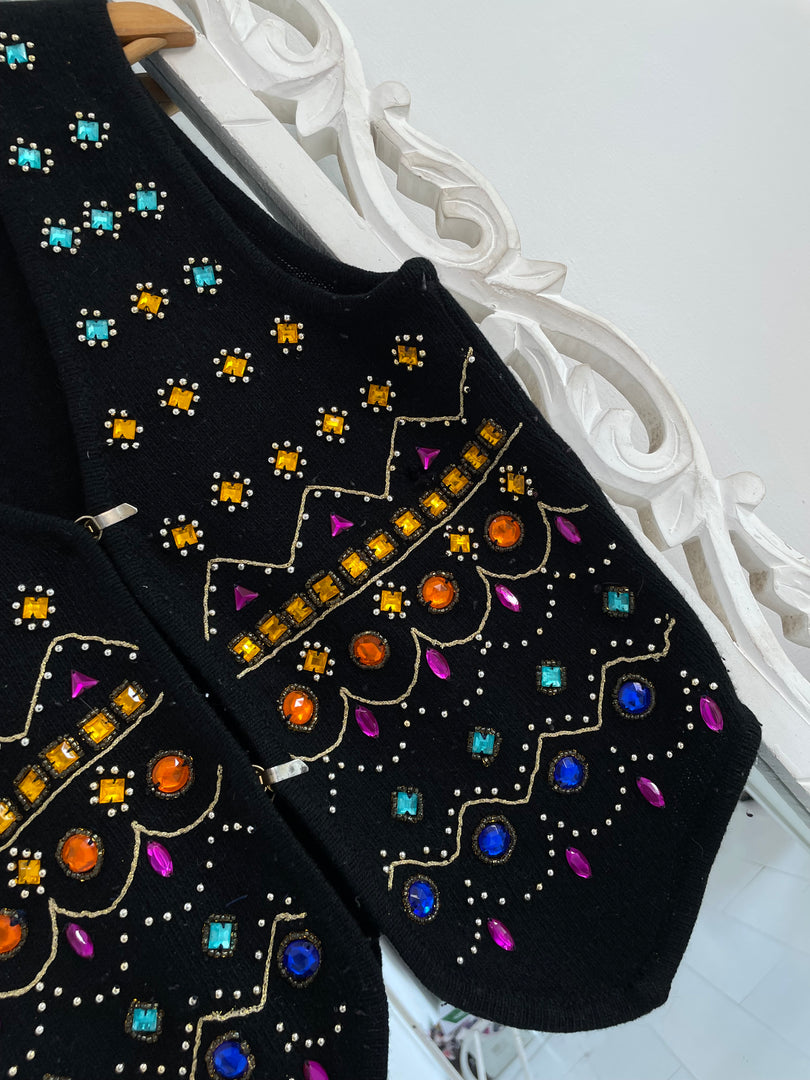 Hand Embroidered Christmas Sweater Vest-Bust 36