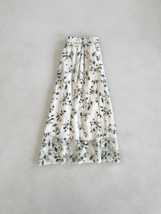 Floral White Skirt-Waist 26 to 30