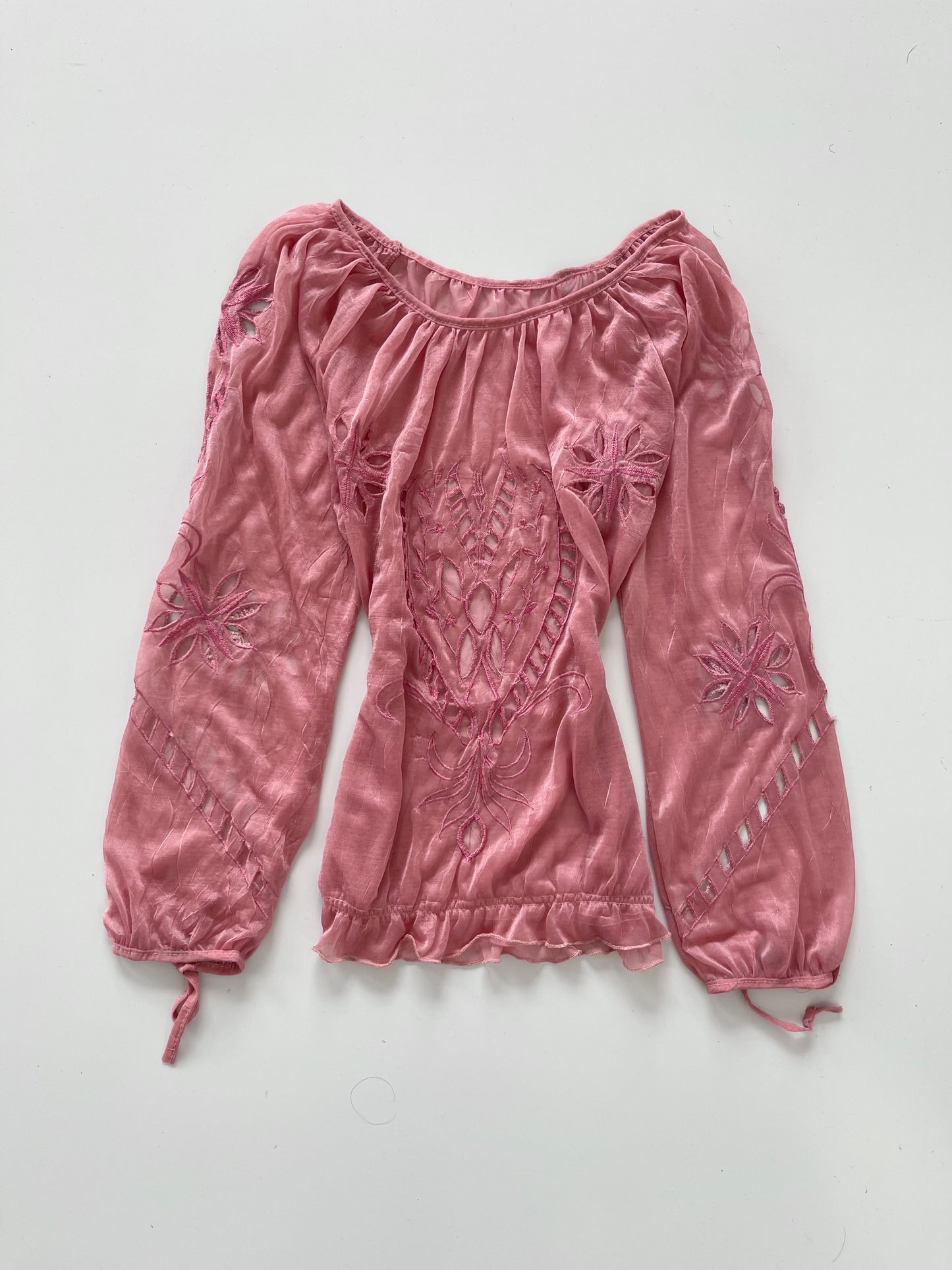 Vintage Embroidered Sheer Top-Bust 36 to 38