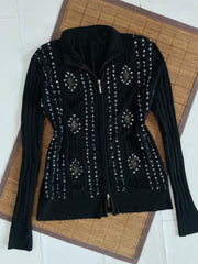 Cozy Embroidered Winter Zip Top-Bust 36 to 40