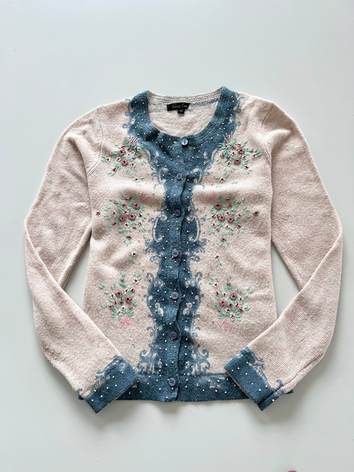 King Lou Embroidered Cardigan Sweater-Bust 38