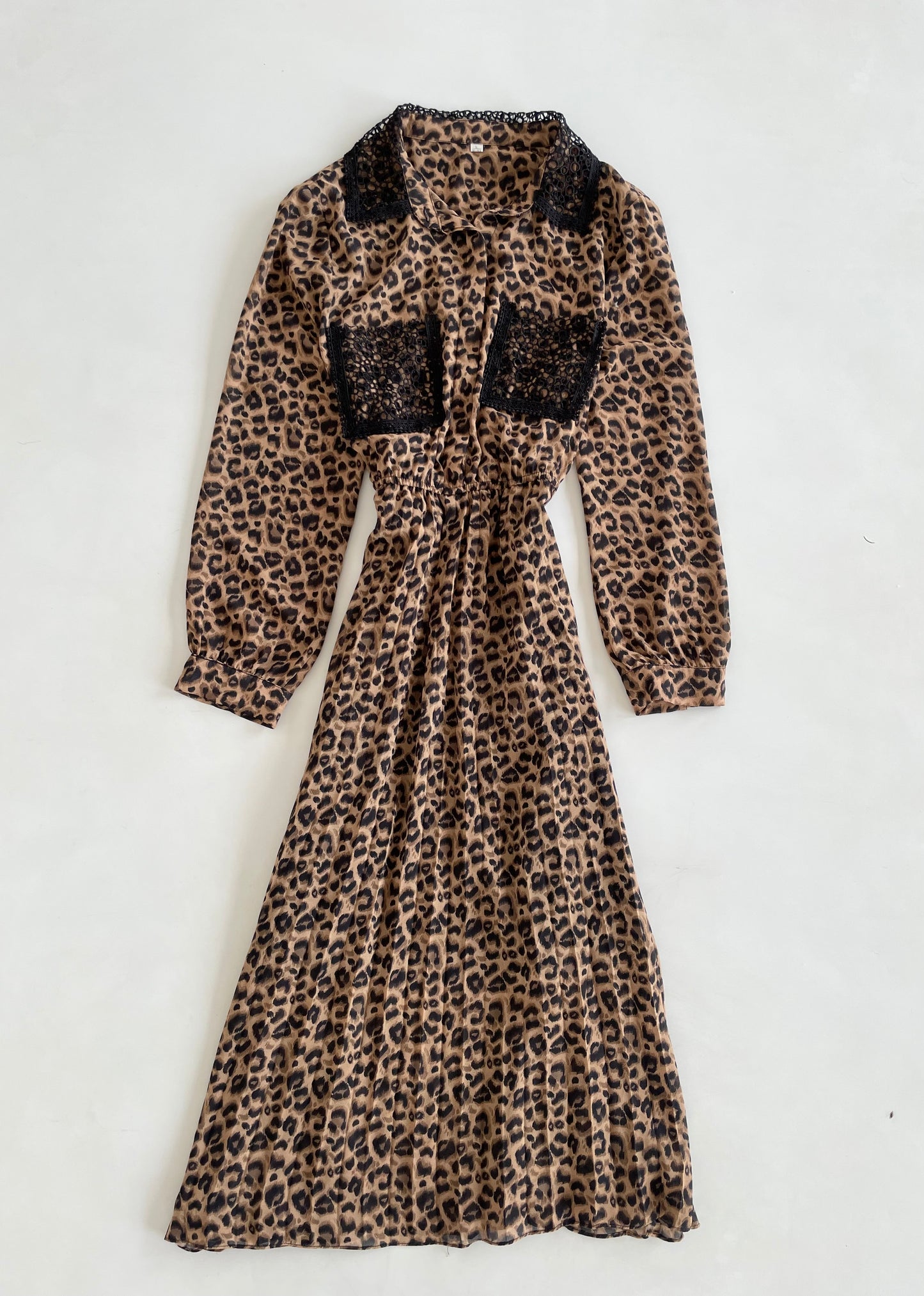 Animal Print Pleated Dress-Bust 36