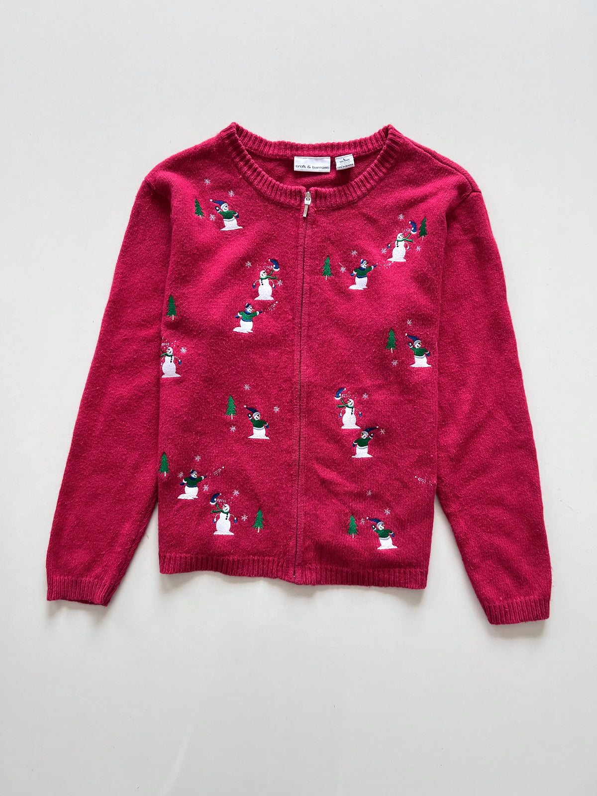 Croft&Barrow Christmas Embroidered Zipper Sweater-Bust 46