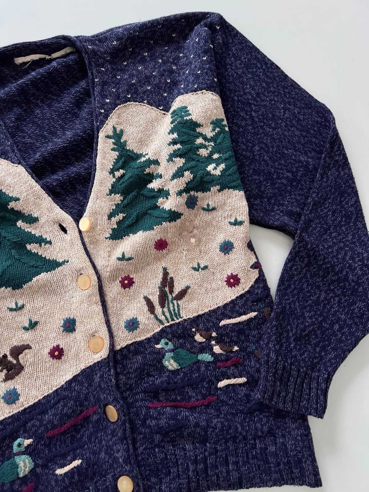 Embroidered Christmas Cardigan Sweater-Bust 44