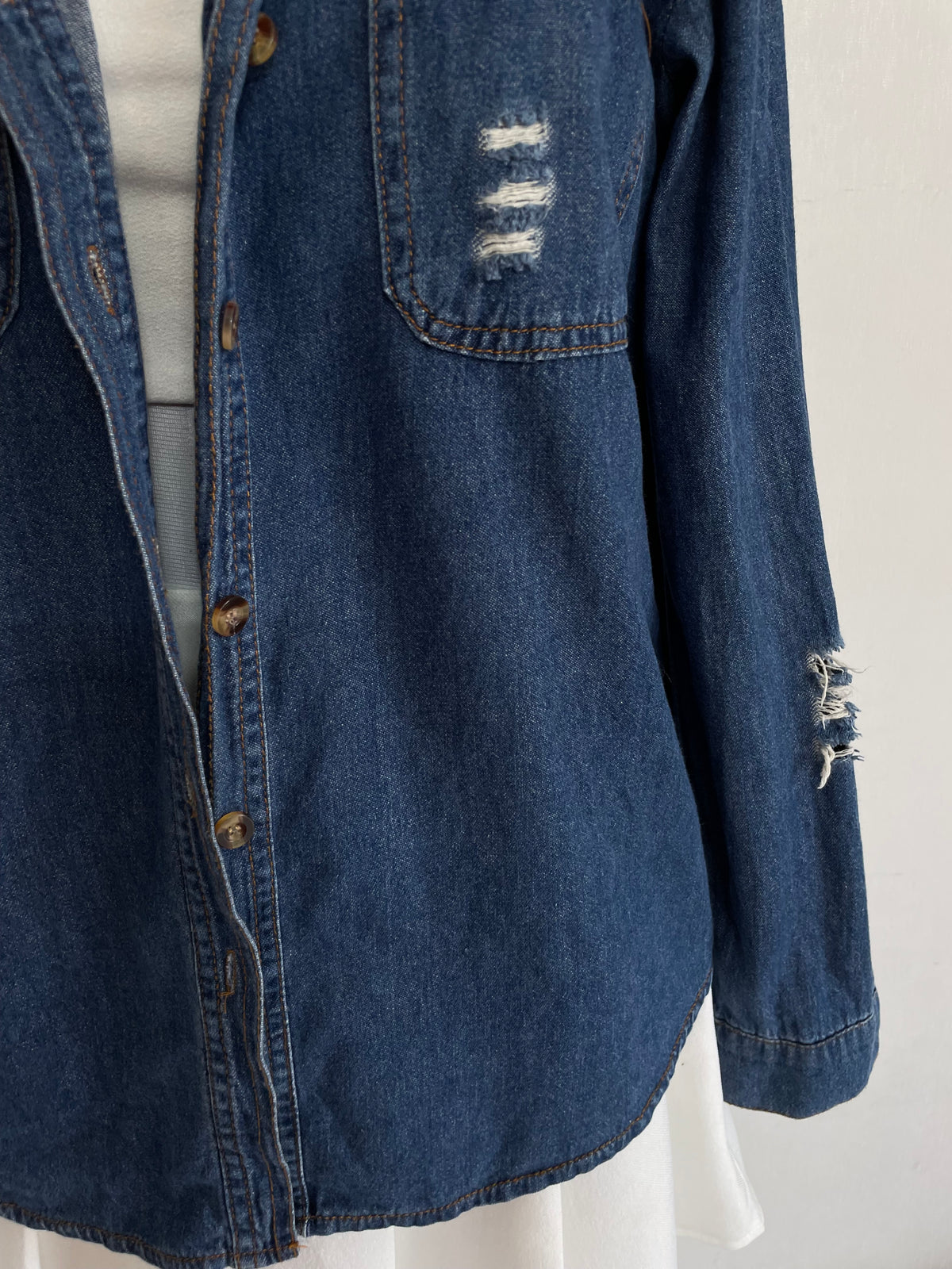 Outdated Shirt RIPPED DENIM SHIRT - BUST 36 – Outdated