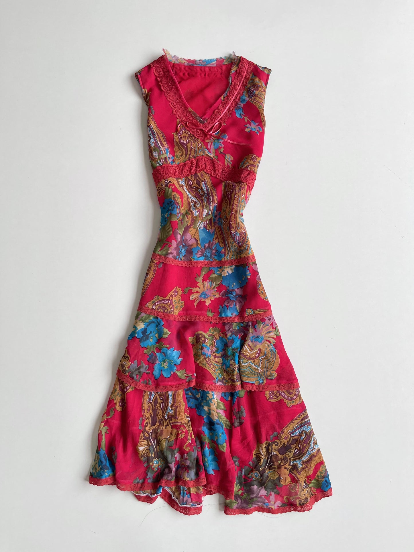 Vintage Ruflle Lace Dress-Bust 32