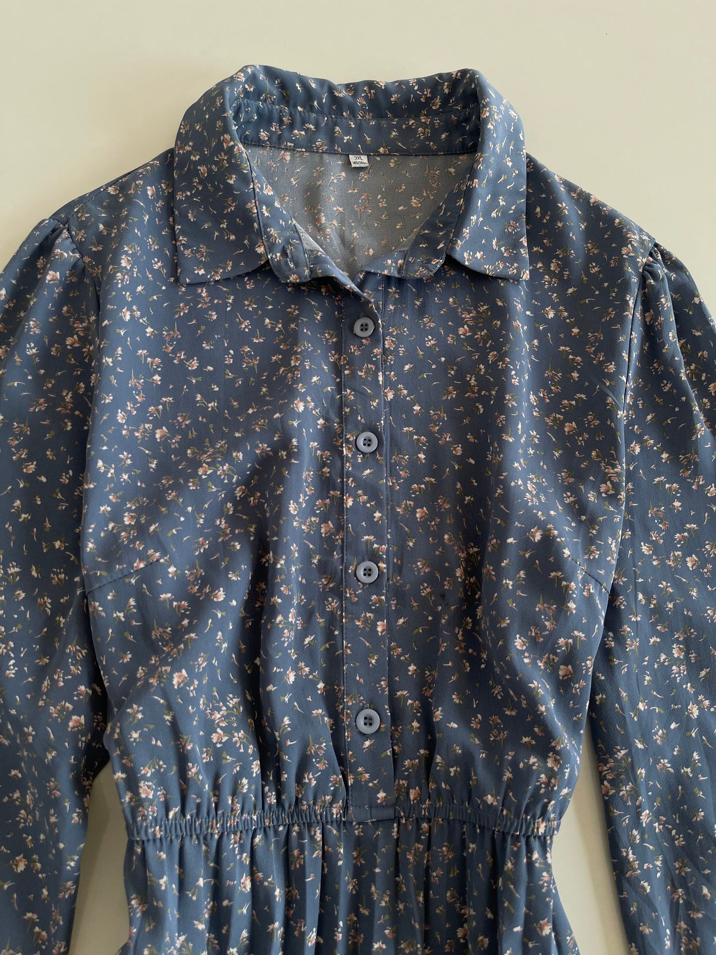 Vintage Ocean Blue Pleated Dress-Bust 42