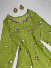 Embroidered Sheer Kurti-Bust 46