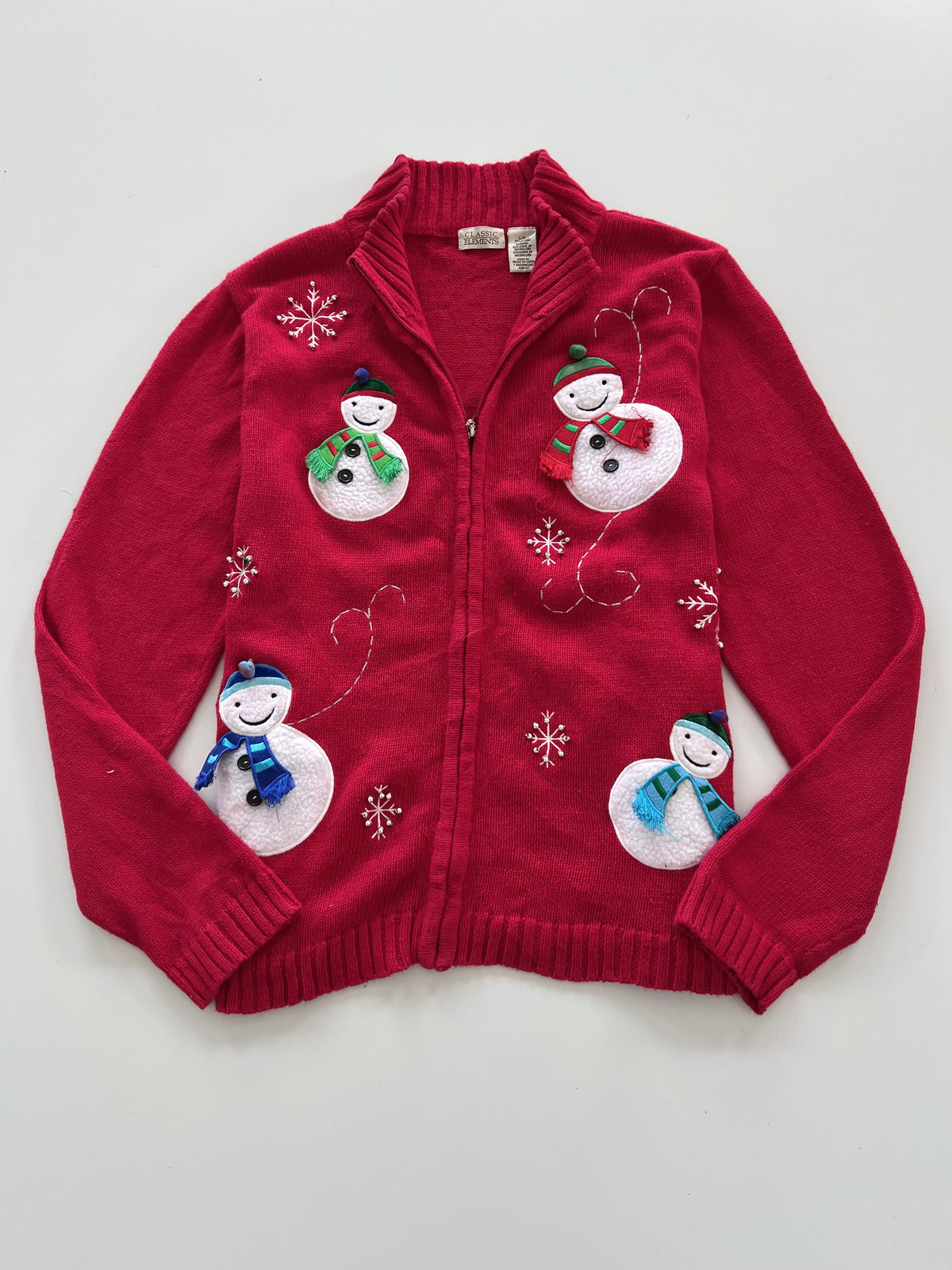 Classic Elements Christmas Zip Up Sweater-Bust 42