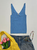 Load image into Gallery viewer, Baby Blue Rib Top-Bust 28 to 32
