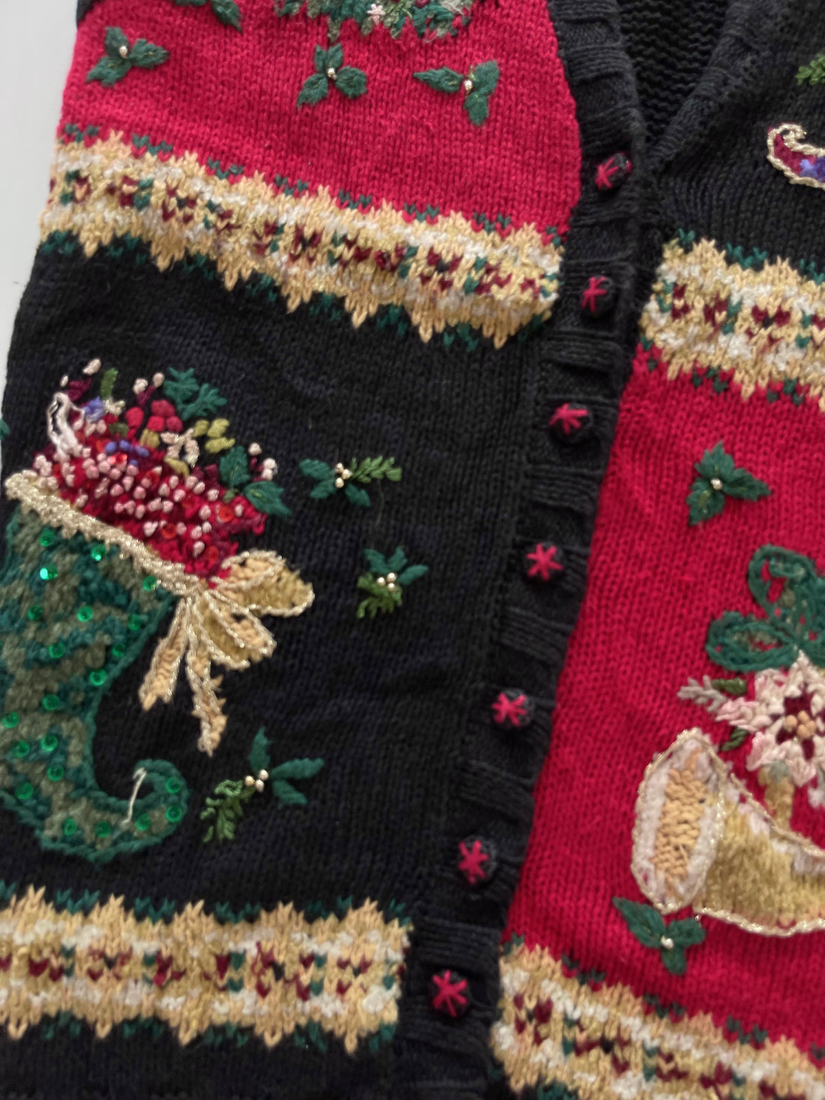 Croft&Barrow Embroidered Christmas Vest Sweater-Bust 52