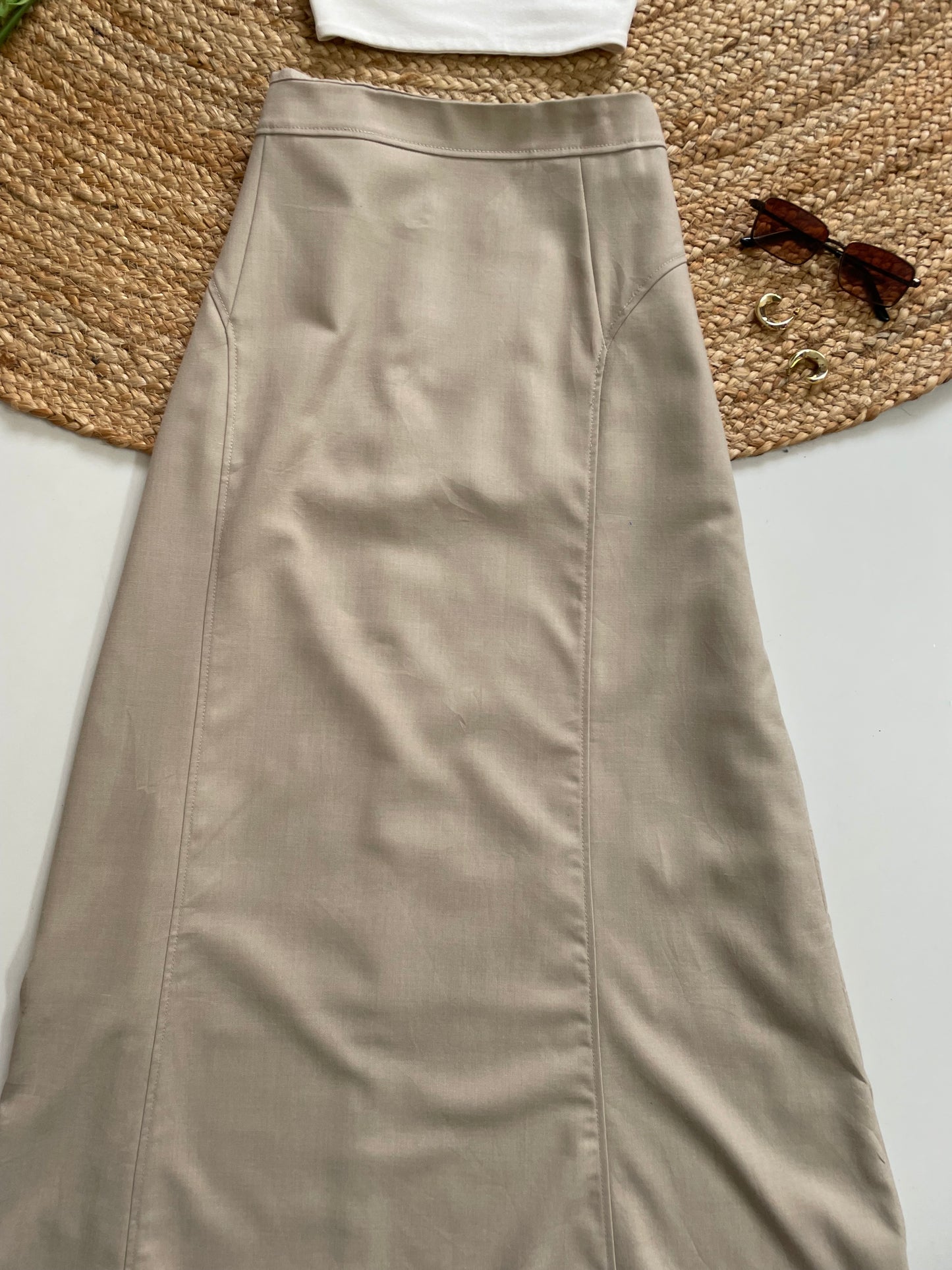 LONG BEIGE SKIRT - WAIST 34