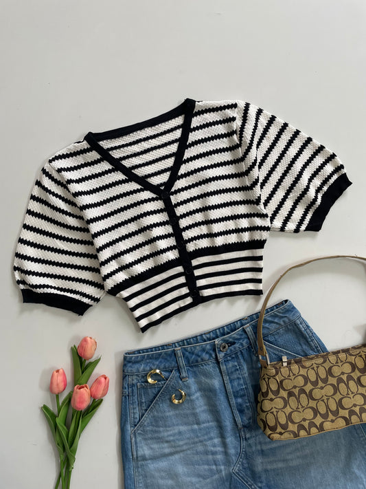 STRIPED CROCHET TOP - BUST 30 to 34