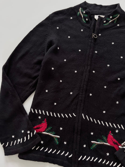 Christopher&Banks Embroidered Christmas Zip Up Sweater-Bust 46