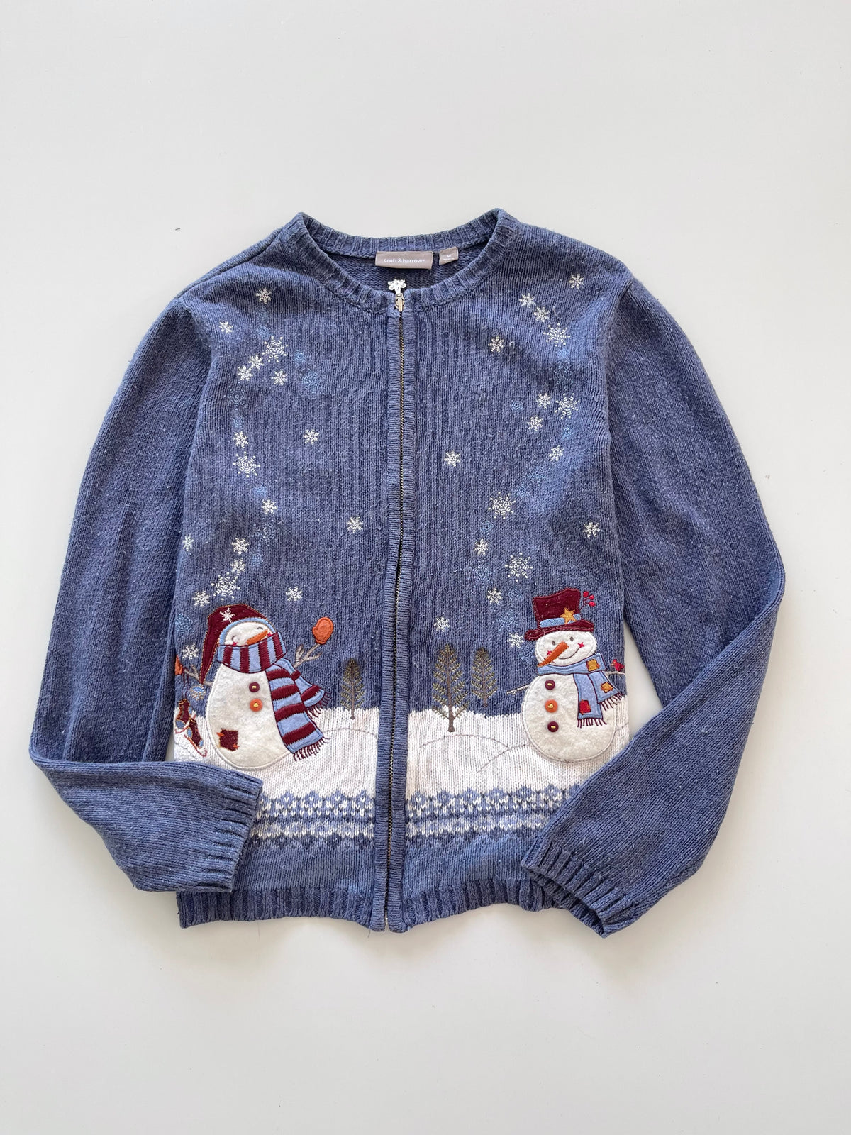 Croft & Barrow Christmas Embroidered Zipper Sweater-Bust 42