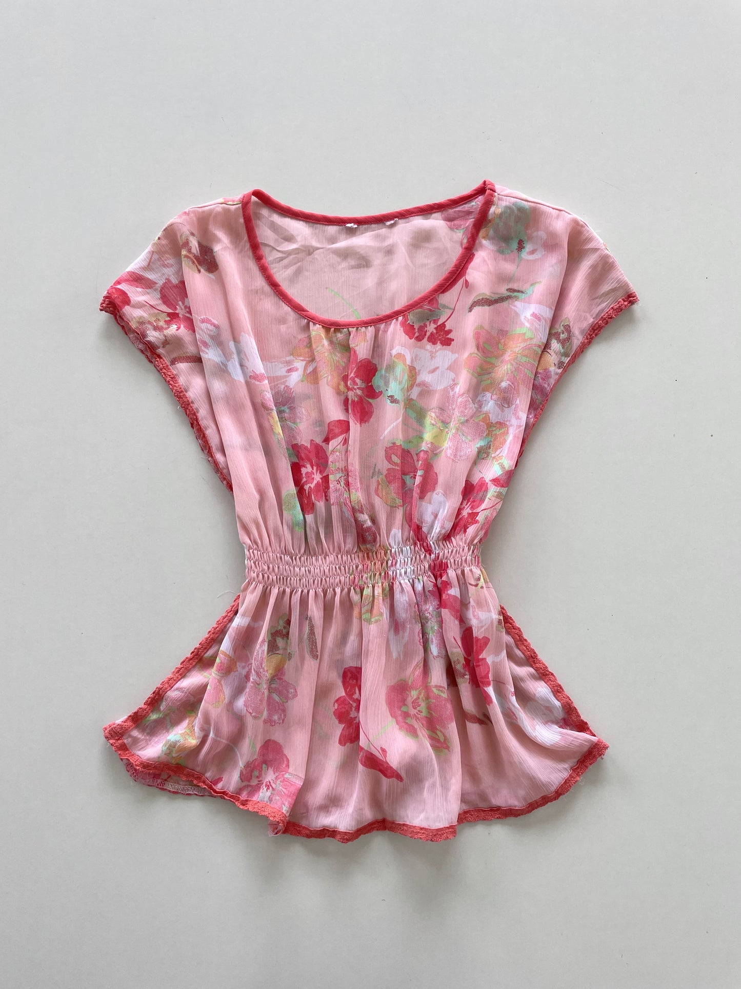 Floral Sheer Top-Bust 30 to 32