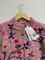 Load image into Gallery viewer, SUPER SOFT CHUNKY FLORAL PINK SWEATER 30 to 36
