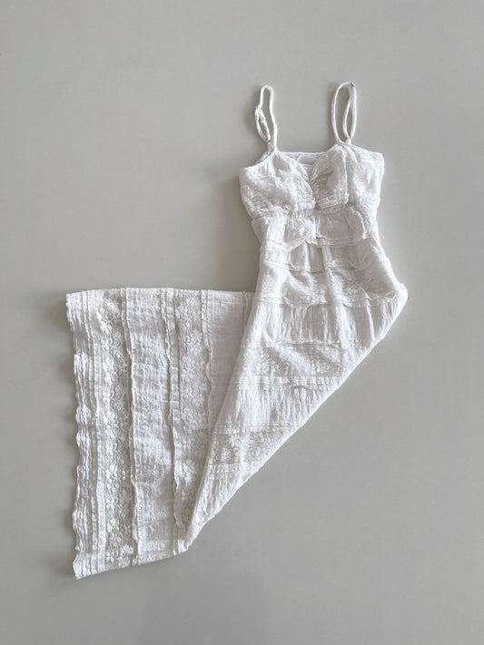 Pearl White Ruffle Dress-Bust 34 to 36